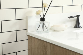 36 inch Single bathroom vanity in natural oak with backsplash