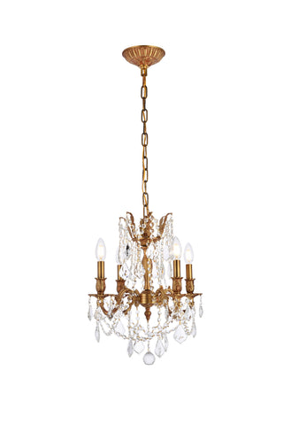 Rosalia 4 light French Gold Pendant Clear Royal Cut Crystal