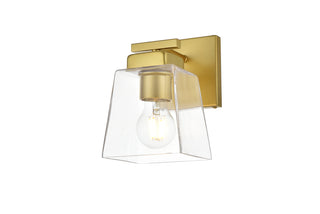 Merrick 1 light Brass and Clear Bath Sconce