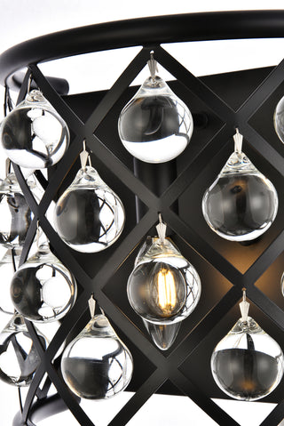 Madison 1 light Matte Black Wall Sconce Clear Royal Cut Crystal
