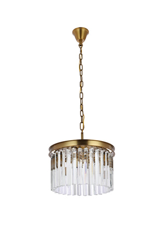 Sydney 16 inch round crystal pendant in satin gold