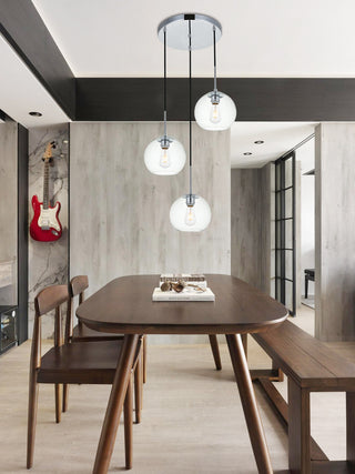 Baxter 3 Lights Chrome Pendant With Clear Glass