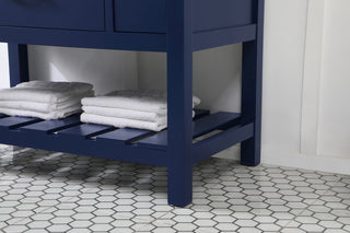 42 inch Single bathroom vanity in blue with backsplash