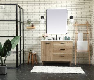 42 inch Single bathroom vanity in natural oak with backsplash