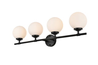 Ansley 4 light Black and frosted white Bath Sconce