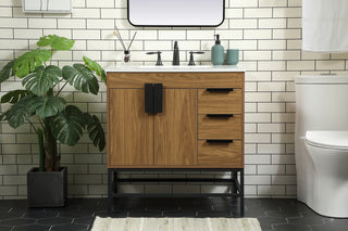 32 inch Single bathroom vanity in walnut brown
