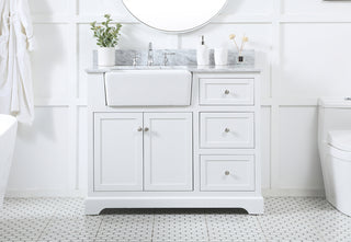 42 inch Single bathroom vanity in white with backsplash