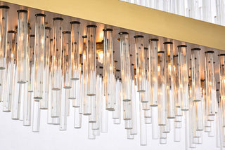 Dallas 42 inch rectangle crystal pendant in satin gold