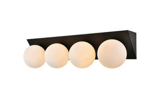 Jillian 4 light Black and frosted white Bath Sconce
