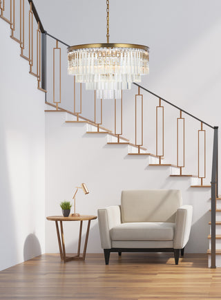 Sydney 32 inch round crystal chandelier in satin gold