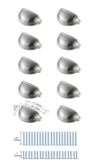 Atticus 3" Center to Center Brushed Nickel Cup Bar Pull Multipack (set of 10)