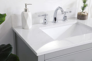 30 inch Single Bathroom Vanity in Grey with Backsplash