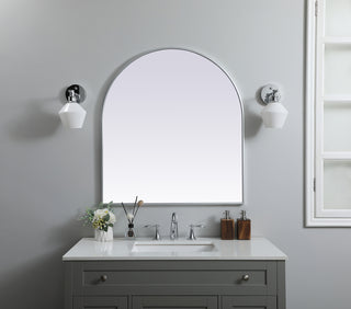 Metal Frame Arch Mirror 33x36 Inch in Silver