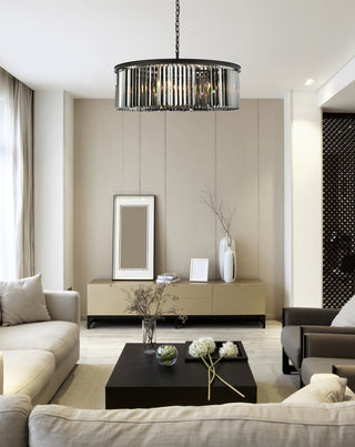 Sydney 10 light Matte Black Chandelier Silver Shade (Grey) Royal Cut Crystal
