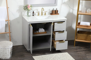 42 inch Single bathroom vanity in grey with backsplash