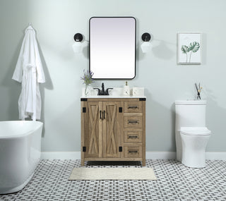 32 inch Single bathroom vanity in natural oak with backsplash