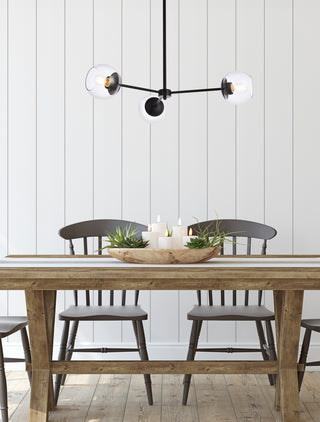 Briggs 32 inch pendant in black with clear shade