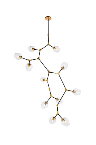 Cavoli 11 light in Light Antique Brass and Flat Black Pendant