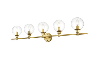 Jaelynn 5 light Brass and Clear Bath Sconce