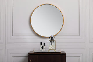 Metal frame round mirror 18 inch in Brass