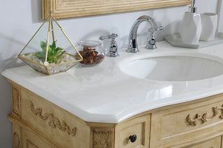 42 inch Single Bathroom vanity in Light Antique Beige with ivory white engineered marble