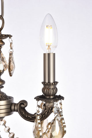 Lillie 3 light Pewter Pendant Golden Teak (Smoky) Royal Cut Crystal