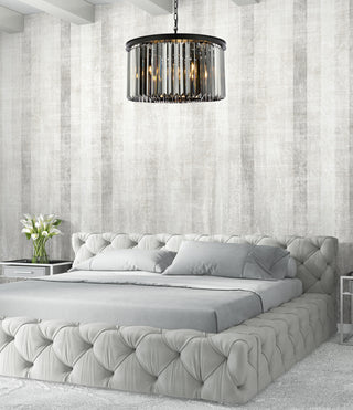 Sydney 8 light Matte Black Chandelier Silver Shade (Grey) Royal Cut Crystal