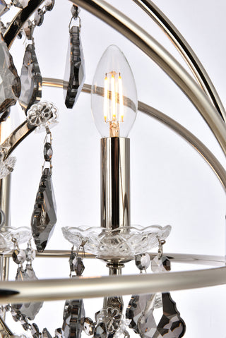 Geneva 5 light polished nickel Pendant Silver Shade (Grey) Royal Cut crystal