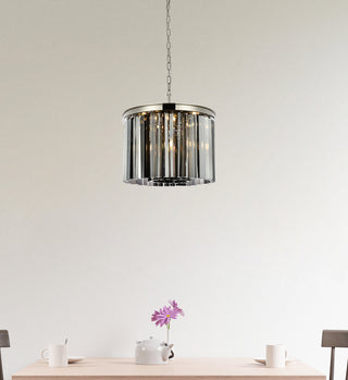 Sydney 6 light polished nickel Pendant Silver Shade (Grey) Royal Cut Crystal