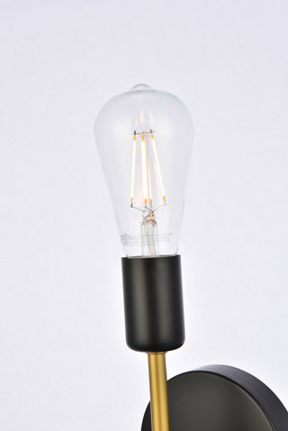 Keely 1 light black and brass wall sconce