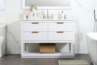 48 inch Single bathroom vanity in white with backsplash