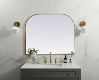 Metal Frame Arch Mirror 42x34 Inch in Brass