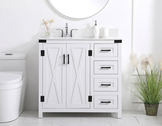 36 inch bathroom Vanity in White with Backsplash