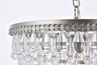 Nordic 5 light antique silver Pendant Clear Royal Cut Crystal