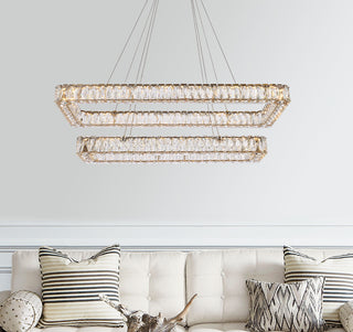 Monroe 42 inch LED double rectangle pendant in gold