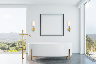 Mel 1 light Brass and Black and White shade wall sconce