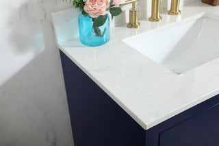 30 inch Single bathroom vanity in blue with backsplash