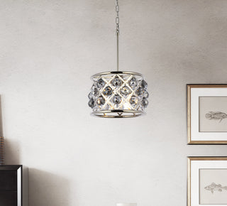 Madison 3 light polished Nickel Pendant Silver Shade (Grey) Royal Cut Crystal