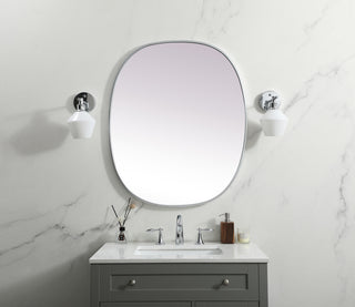 Metal Frame Oval Mirror 30x36 Inch in Silver