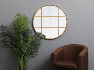 Metal windowpane mirror 32 inch x 32 inch in Brass