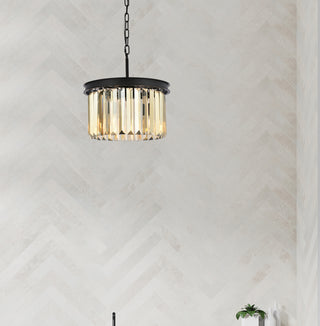 Sydney 3 light Matte Black Pendant Golden Teak (Smoky) Royal Cut Crystal