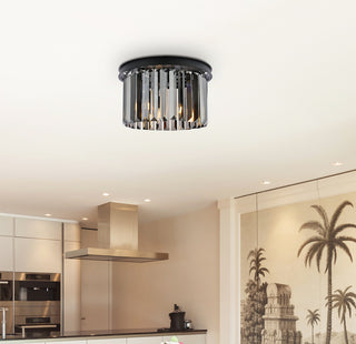 Sydney 3 light Matte Black Flush Mount Silver Shade (Grey) Royal Cut Crystal