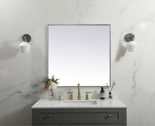 Metal Frame Square Mirror 30 inch in Silver