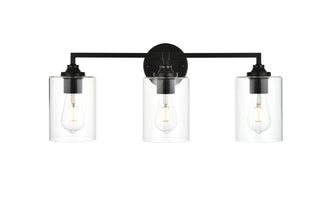 Mayson 3 light Black and Clear Bath Sconce