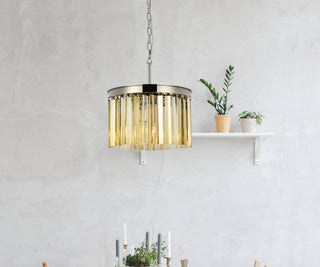Sydney 3 light polished nickel Pendant Golden Teak (Smoky) Royal Cut Crystal
