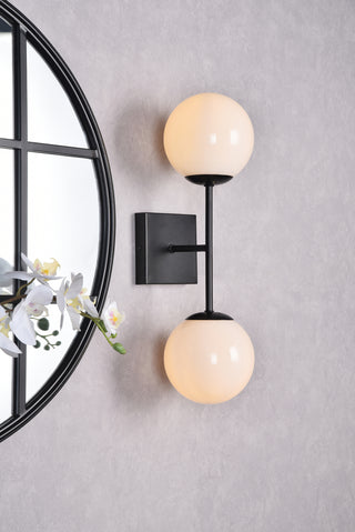Neri 2 lights black and white glass wall sconce