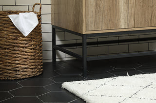 42 inch Single bathroom vanity in natural oak with backsplash
