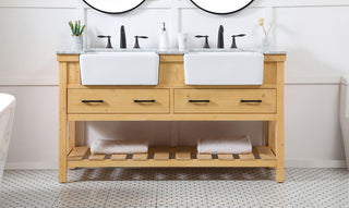 60 inch double bathroom vanity in natural wood