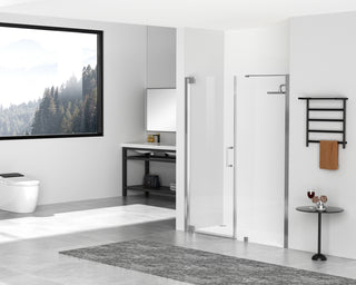 Semi-frameless hinged shower door 60 x 72 Brushed Nickel