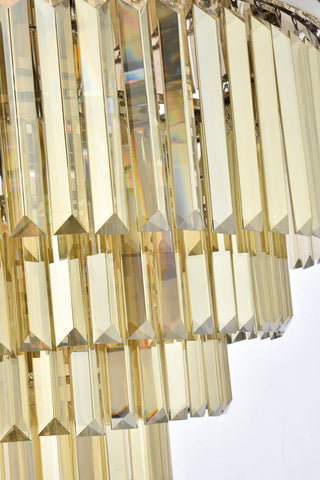 Sydney 17 light polished nickel Flush Mount Golden Teak (Smoky) Royal Cut Crystal
